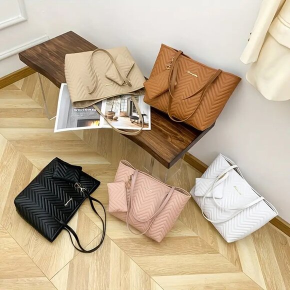 2-Piece Stylish Mother & Shoulder Bag Set – Chic Combo Brown - Picture 1 of 6
